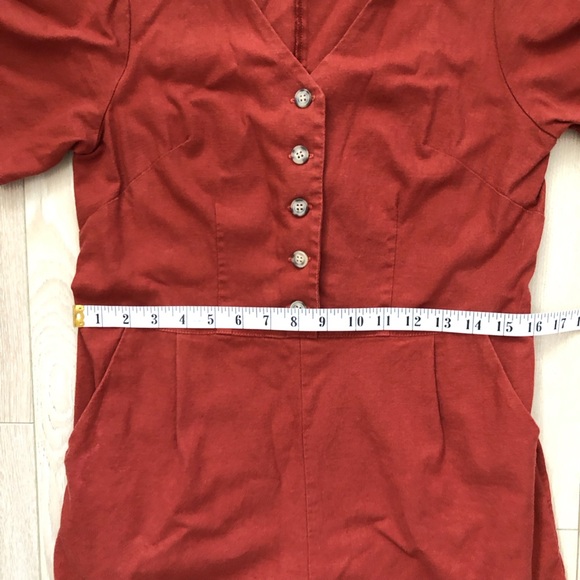 Birds of North America Linen Blend Romper in Burnt Orange Size 6 - Picture 2 of 12